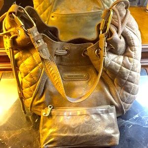 Juicy Couture 2 piece Gold Metallic Beautiful Bag